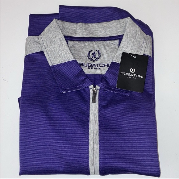 Bugatchi Other - Bugatchi Men's Purple and Gray 1/4 Zip Golf Polo NWT